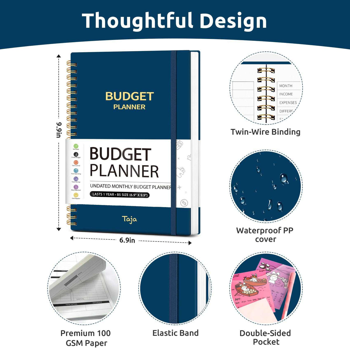WELLTH HOUSE Budget Planner Expense Tracker Book - Wellth House