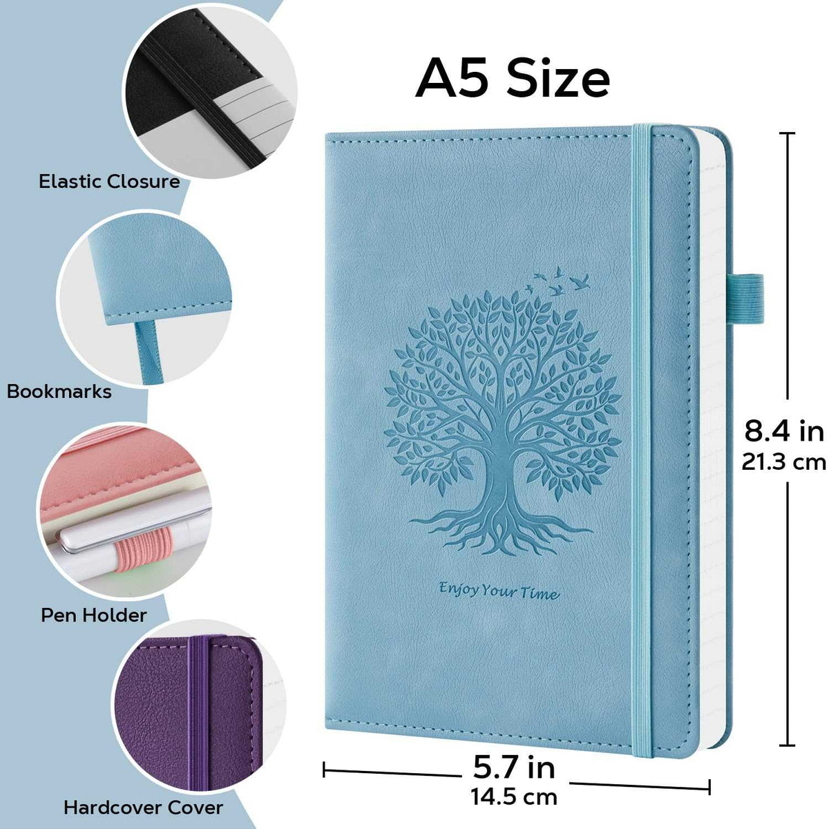 WELLTH HOUSE A5 Leather Hardcover Journal Notebook - Wellth House