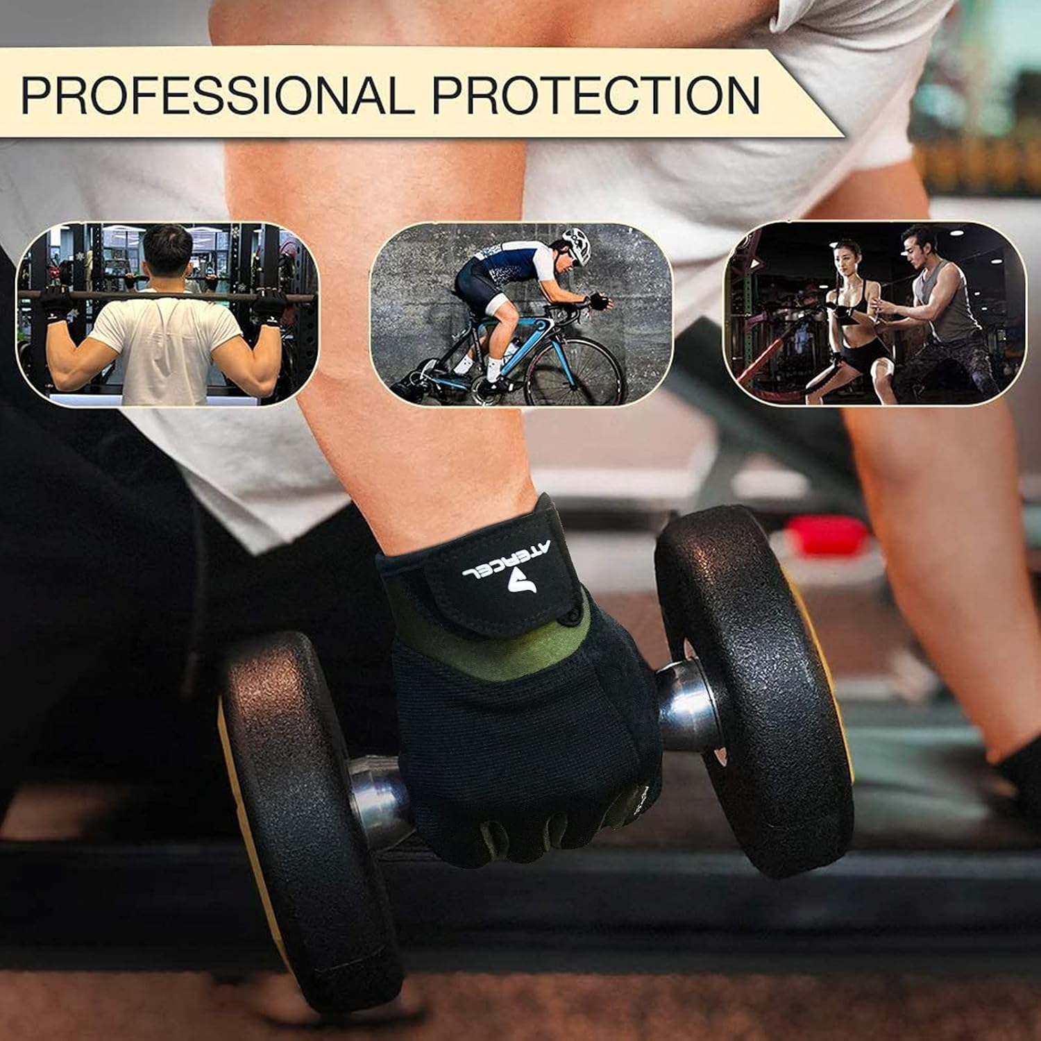 ATERCEL Workout Gloves for Men and Women, Exercise Gloves for Weight Lifting, Cycling, Gym, Training, Breathable and Snug fit