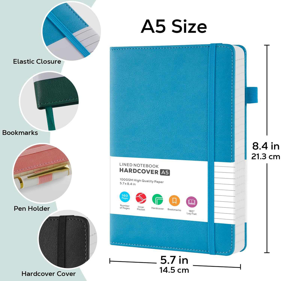 WELLTH HOUSE A5 Leather Hardcover Journal Notebook - Wellth House