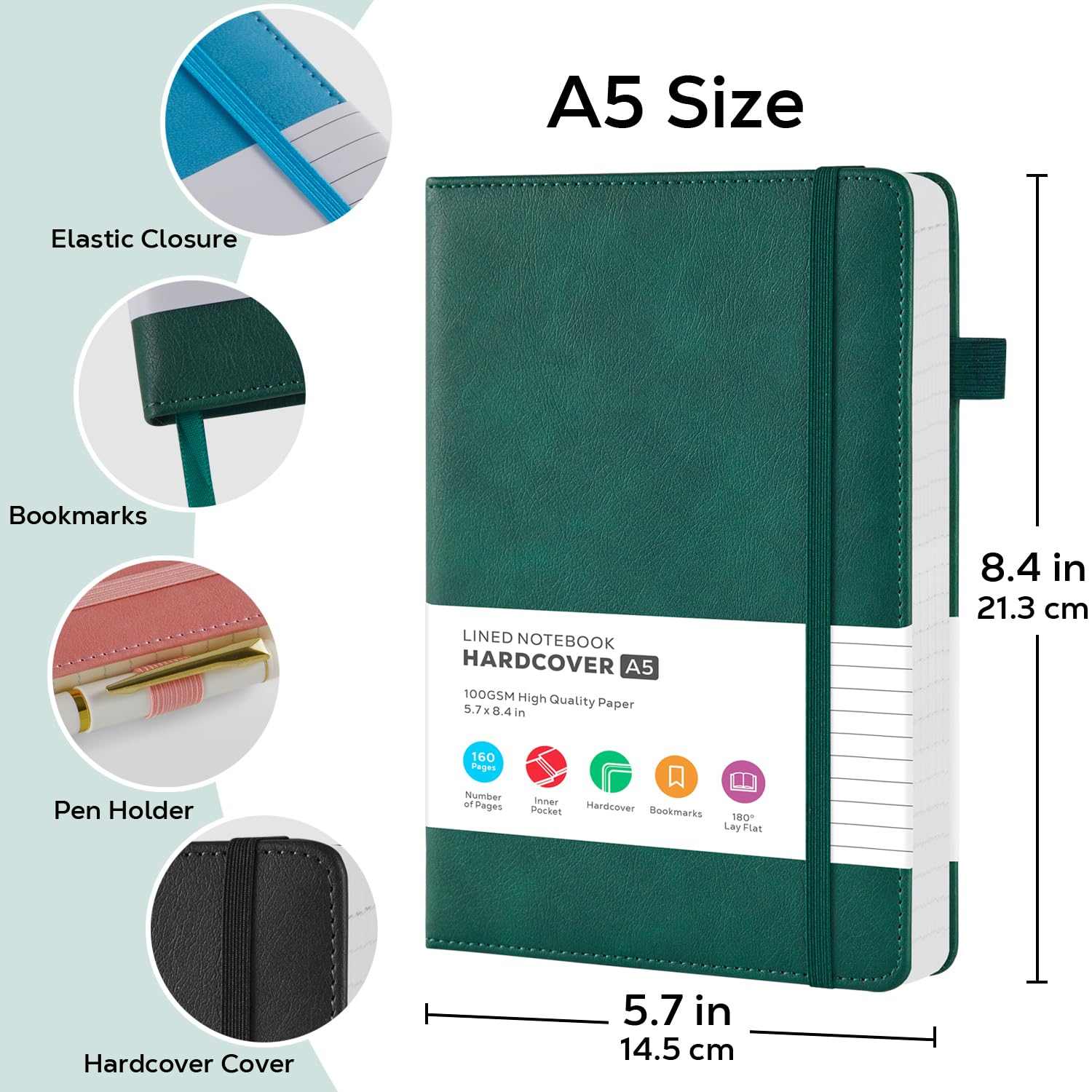 WELLTH HOUSE A5 Leather Hardcover Journal Notebook - Wellth House