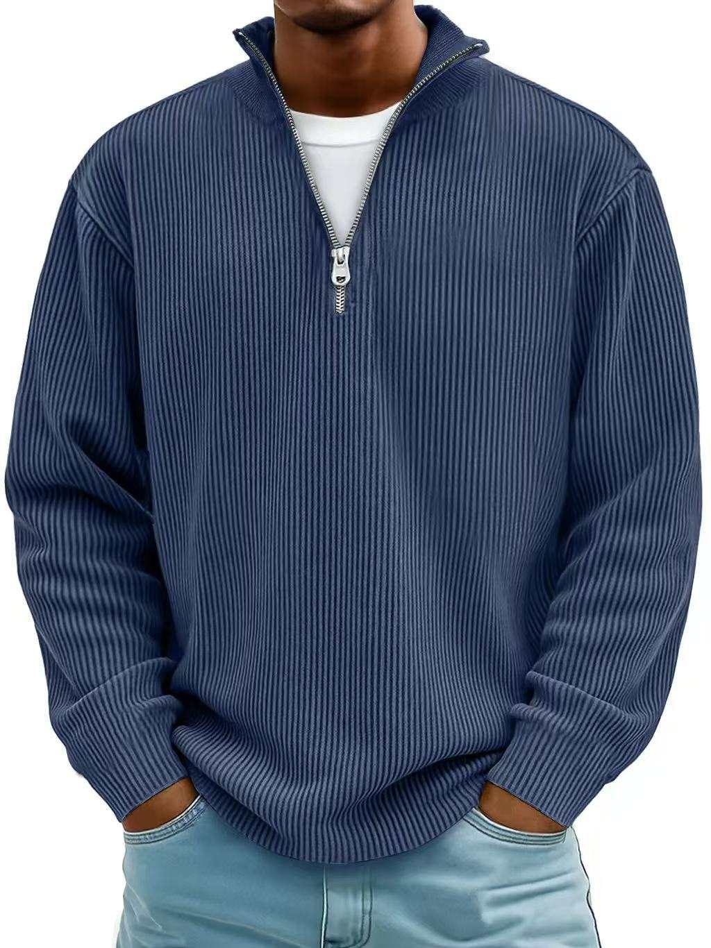 WELLTH HOUSE Men's Corduroy Zipper Collar Sweatshirt - Wellth House