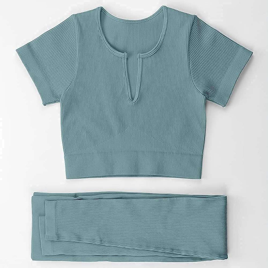 WELLTH HOUSE Women's Ribbed Yoga Outfit Set - Wellth House