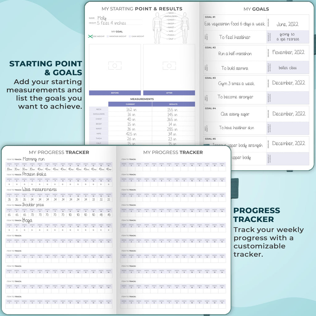 Clever Fox Fitness & Food Journal – Nutrition & Workout Planner for Women & Men – Diet & Gym Exercise Log Book with Calendars, Diet & Training Trackers - Undated, A5 Size, Hardcover (Grey)