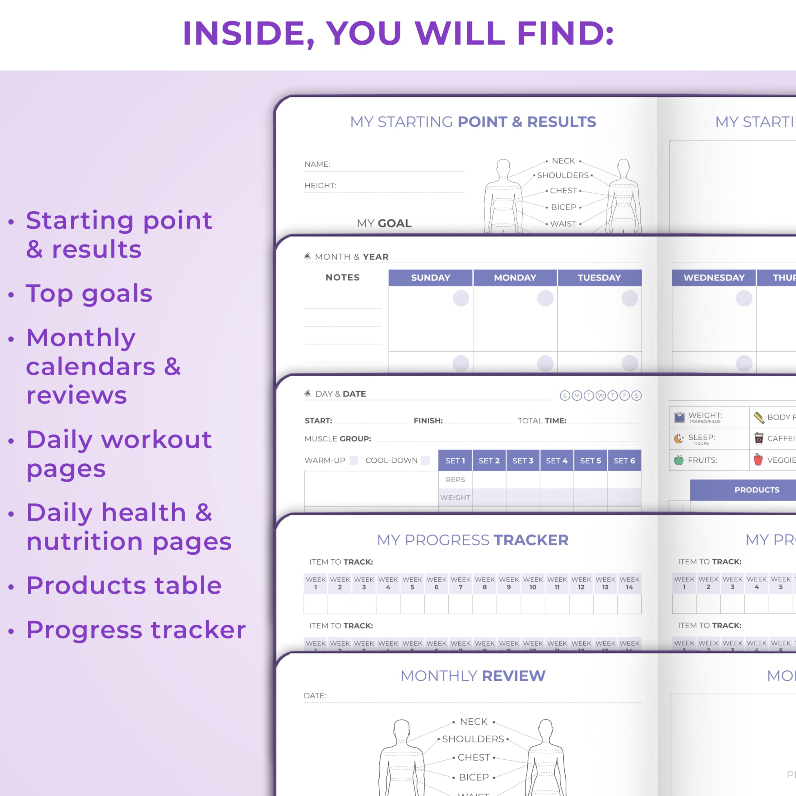 Clever Fox Fitness & Food Journal – Nutrition & Workout Planner for Women & Men – Diet & Gym Exercise Log Book with Calendars, Diet & Training Trackers - Undated, A5 Size, Hardcover (Grey)