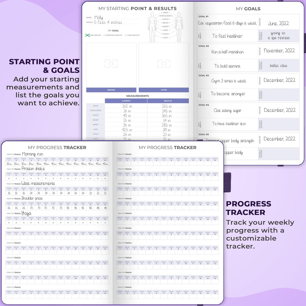 Clever Fox Fitness & Food Journal – Nutrition & Workout Planner for Women & Men – Diet & Gym Exercise Log Book with Calendars, Diet & Training Trackers - Undated, A5 Size, Hardcover (Grey)