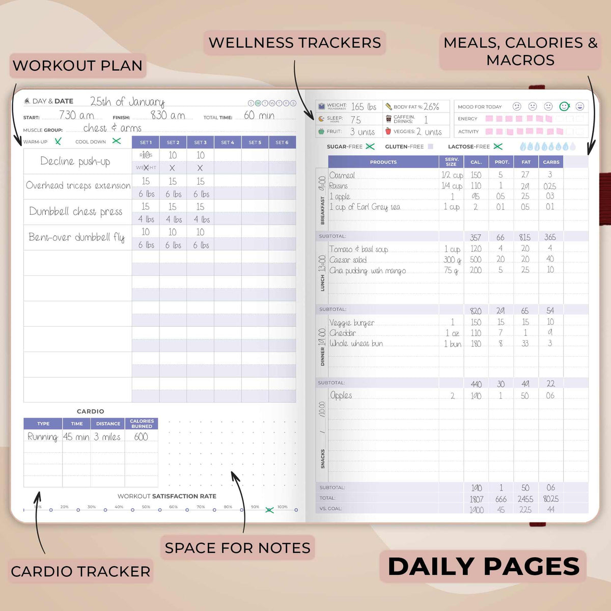 WELLTH HOUSE Fitness & Food Journal Planner - Wellth House
