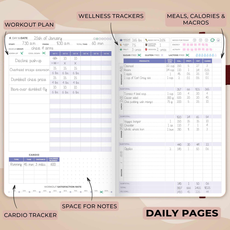 WELLTH HOUSE Fitness & Food Journal Planner - Wellth House