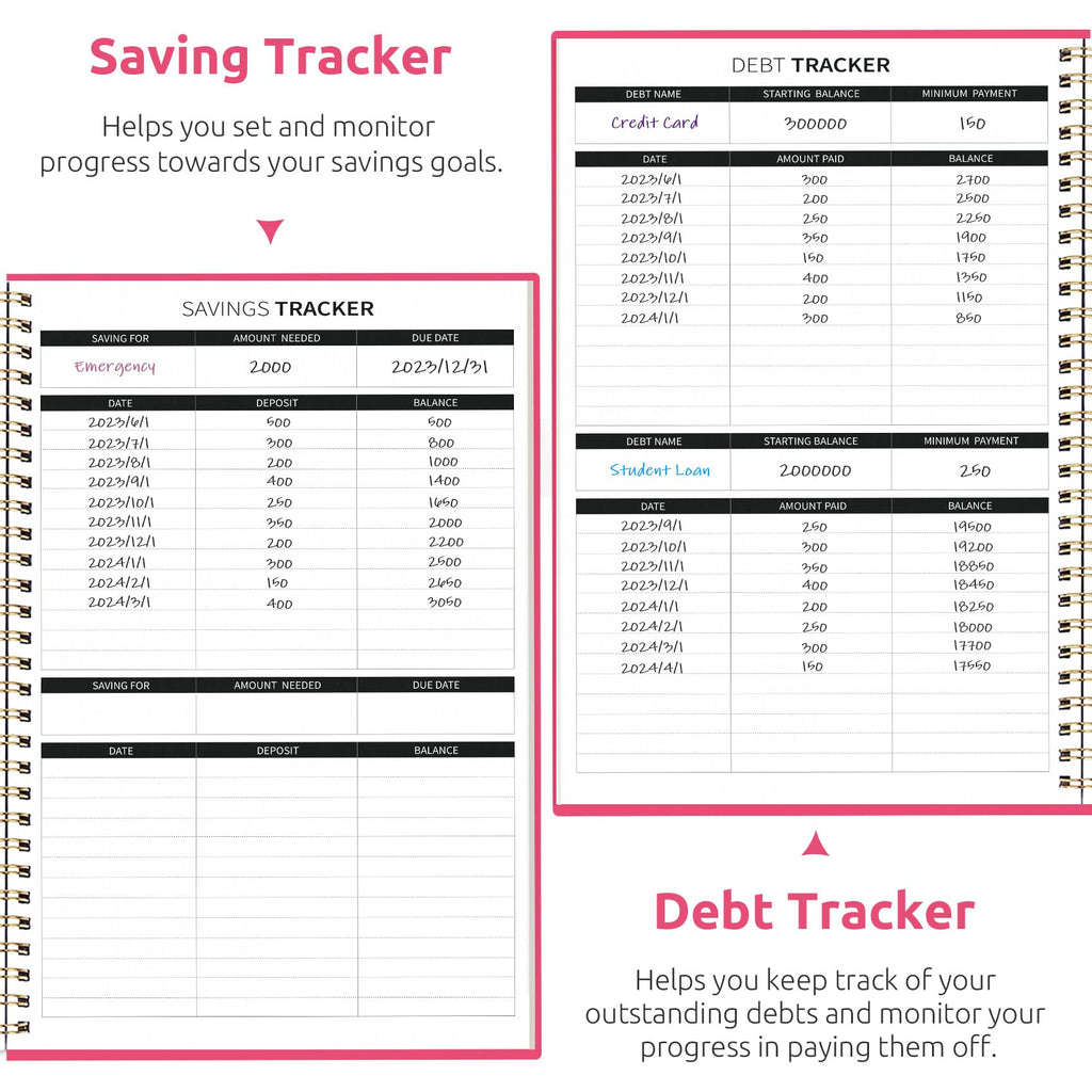 Budget Planner - Monthly Budget Book with Expense Tracker Notebook, Undated Bill Organizer & Finance Planner to Take Control of Your Money, Account Book to Manage Your Finances-Black