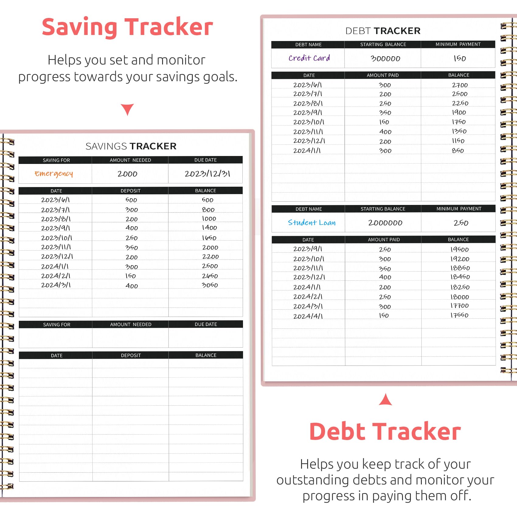 Budget Planner - Monthly Budget Book with Expense Tracker Notebook, Undated Bill Organizer & Finance Planner to Take Control of Your Money, Account Book to Manage Your Finances-Black
