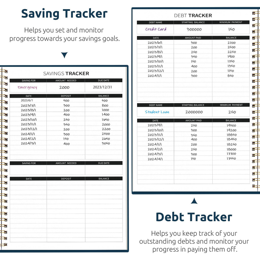 Budget Planner - Monthly Budget Book with Expense Tracker Notebook, Undated Bill Organizer & Finance Planner to Take Control of Your Money, Account Book to Manage Your Finances-Black