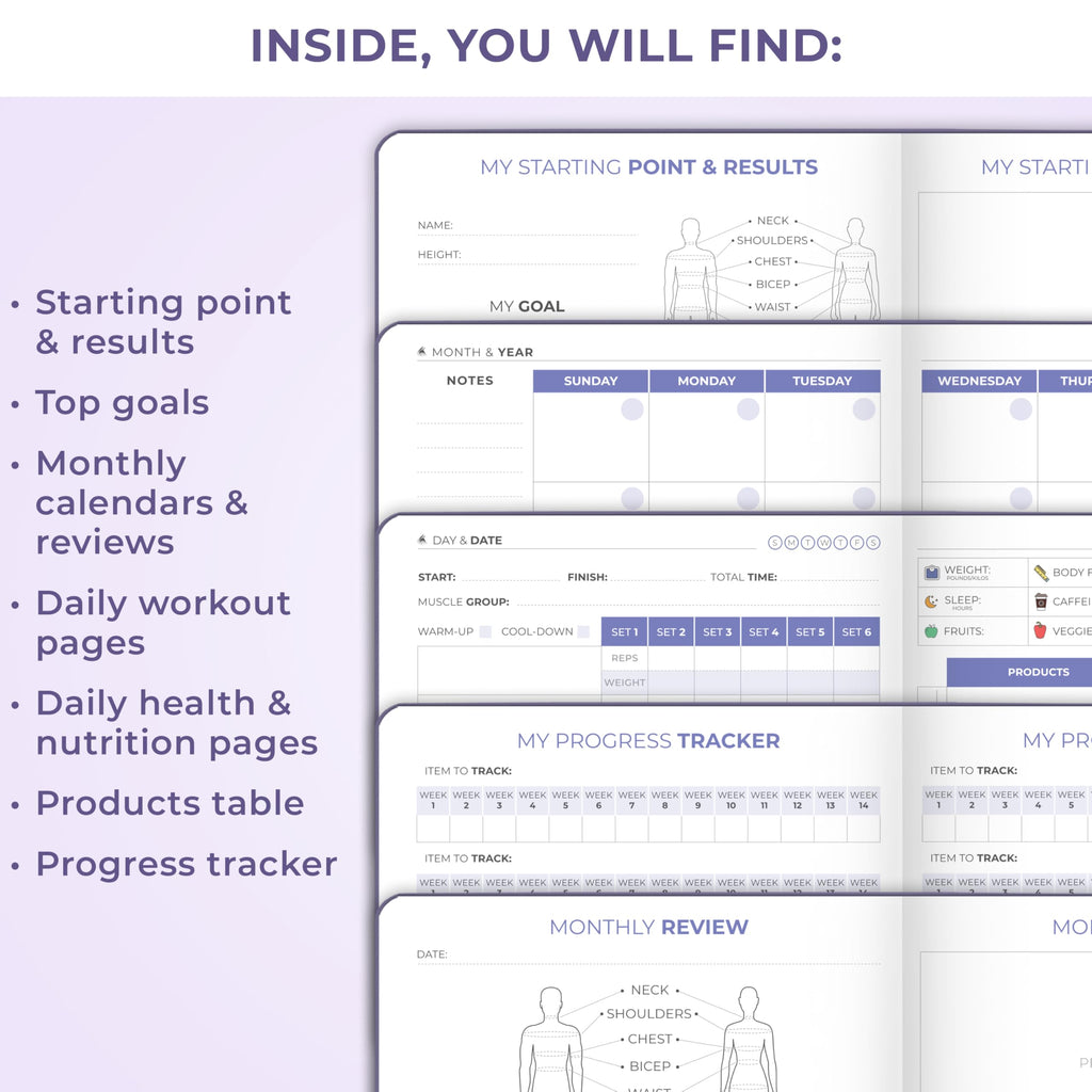 Clever Fox Fitness & Food Journal – Nutrition & Workout Planner for Women & Men – Diet & Gym Exercise Log Book with Calendars, Diet & Training Trackers - Undated, A5 Size, Hardcover (Grey)