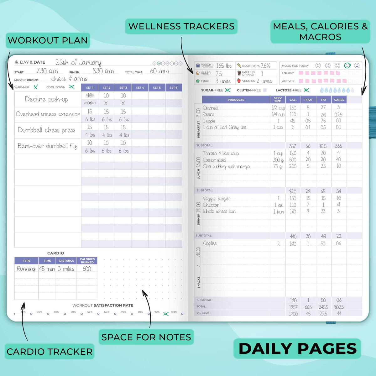 WELLTH HOUSE Fitness & Food Journal Planner - Wellth House