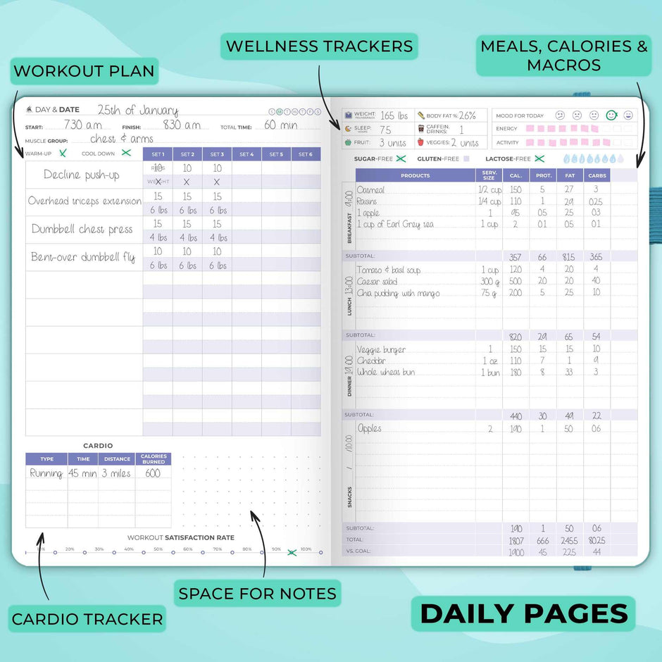 WELLTH HOUSE Fitness & Food Journal Planner - Wellth House