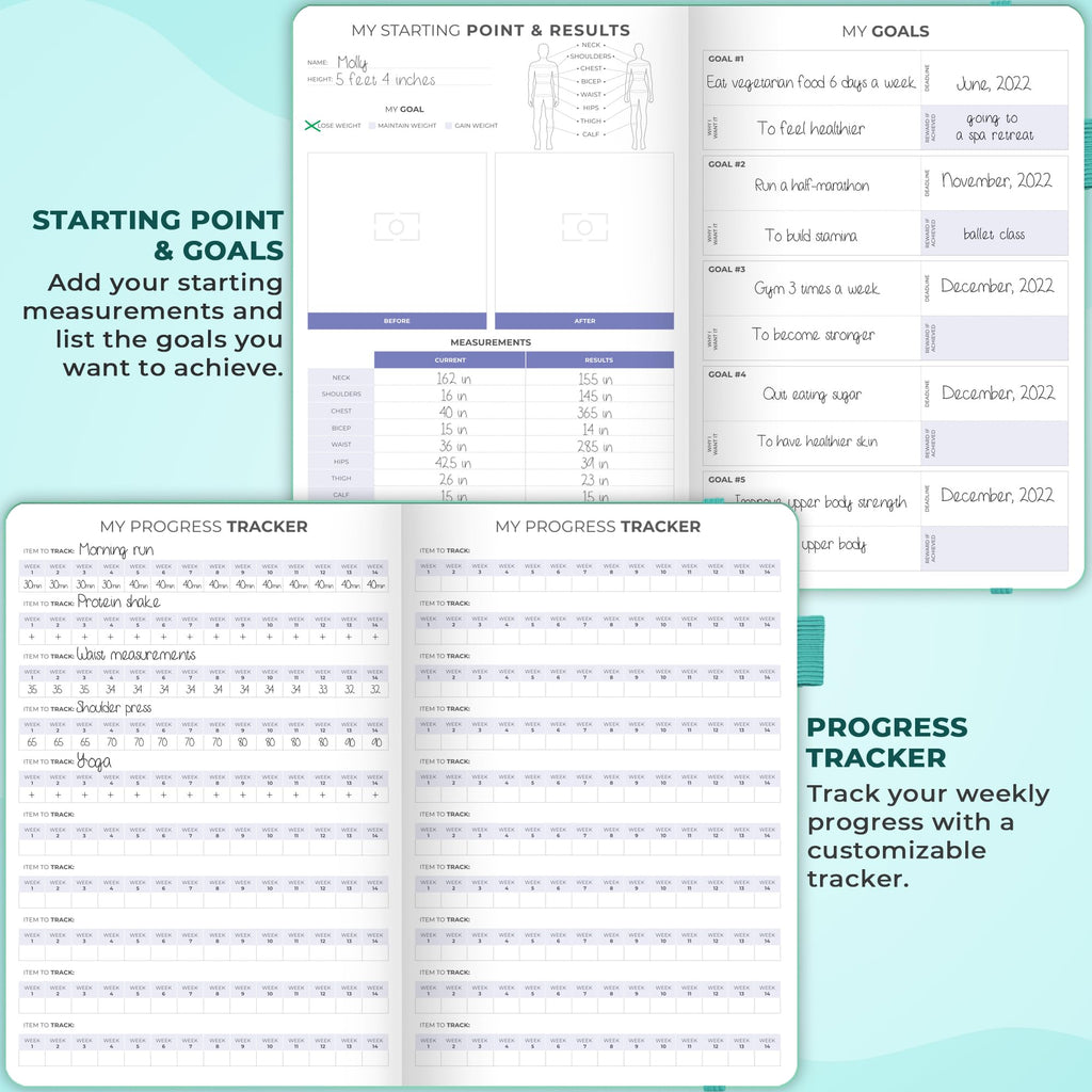 Clever Fox Fitness & Food Journal – Nutrition & Workout Planner for Women & Men – Diet & Gym Exercise Log Book with Calendars, Diet & Training Trackers - Undated, A5 Size, Hardcover (Grey)