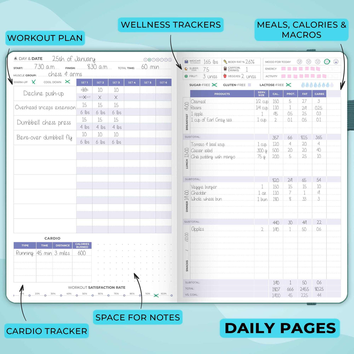 WELLTH HOUSE Fitness & Food Journal Planner - Wellth House