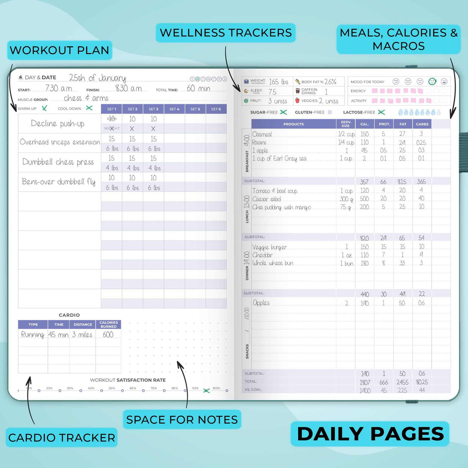 WELLTH HOUSE Fitness & Food Journal Planner - Wellth House