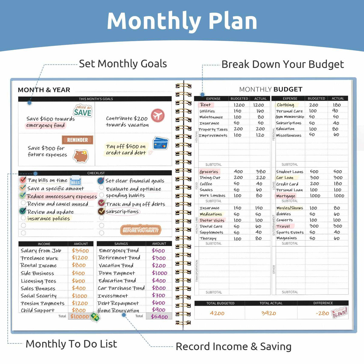 WELLTH HOUSE Budget Planner Expense Tracker Book - Wellth House