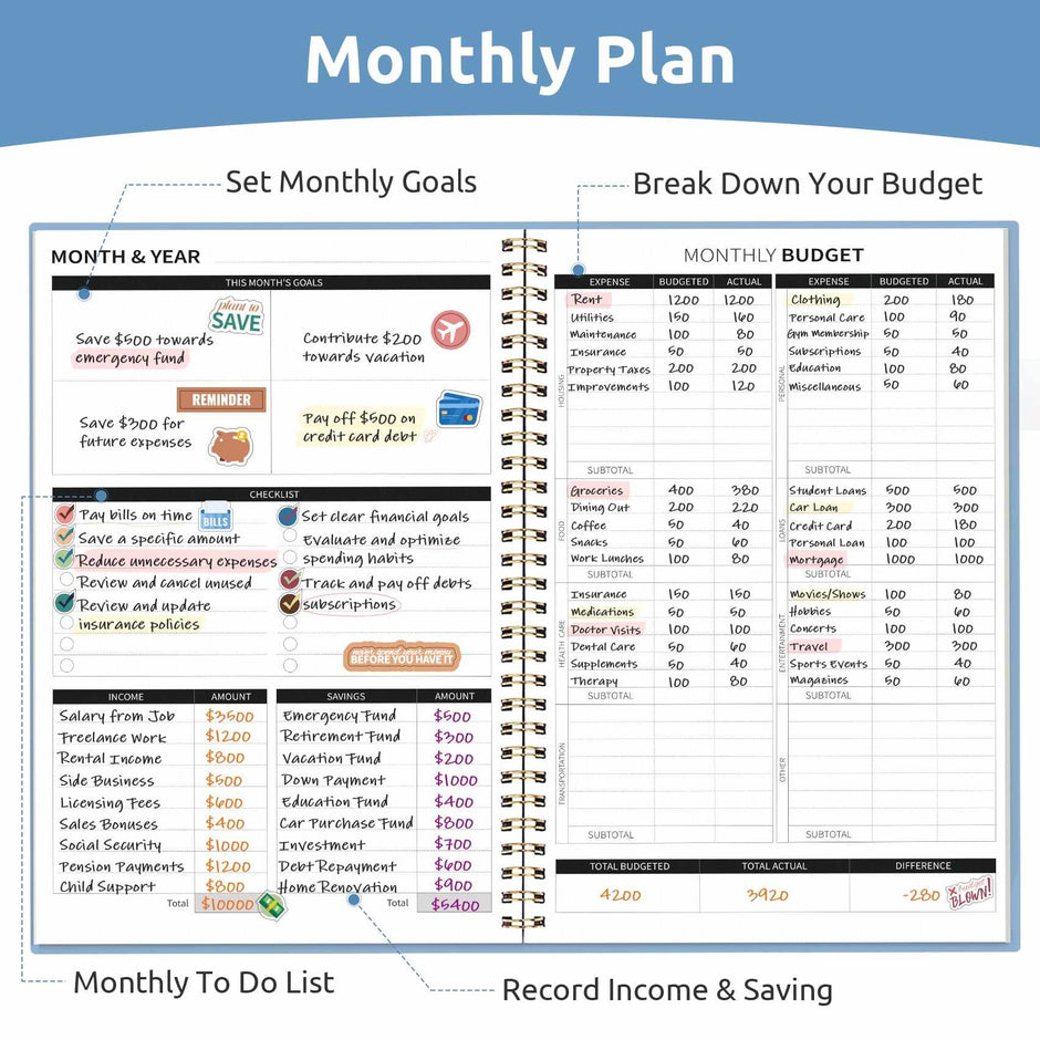 WELLTH HOUSE Budget Planner Expense Tracker Book - Wellth House