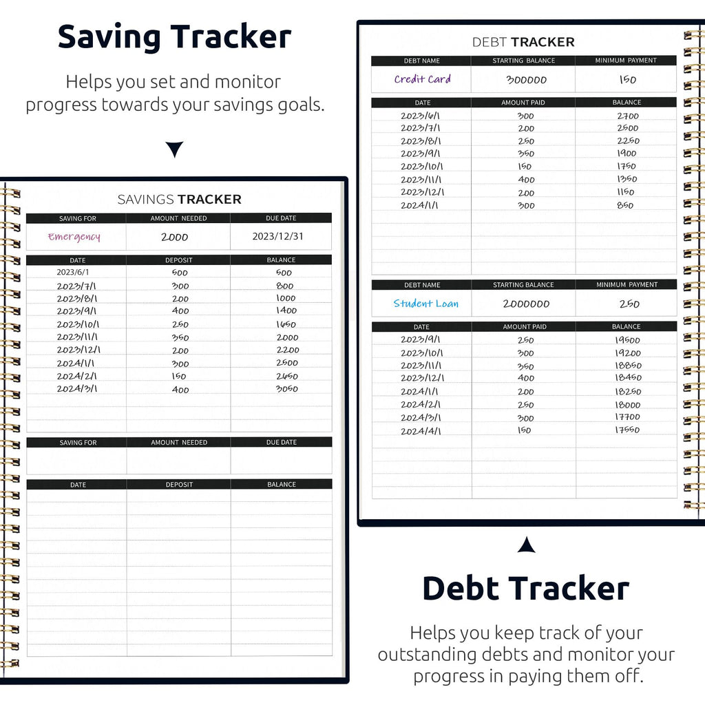Budget Planner - Monthly Budget Book with Expense Tracker Notebook, Undated Bill Organizer & Finance Planner to Take Control of Your Money, Account Book to Manage Your Finances-Black