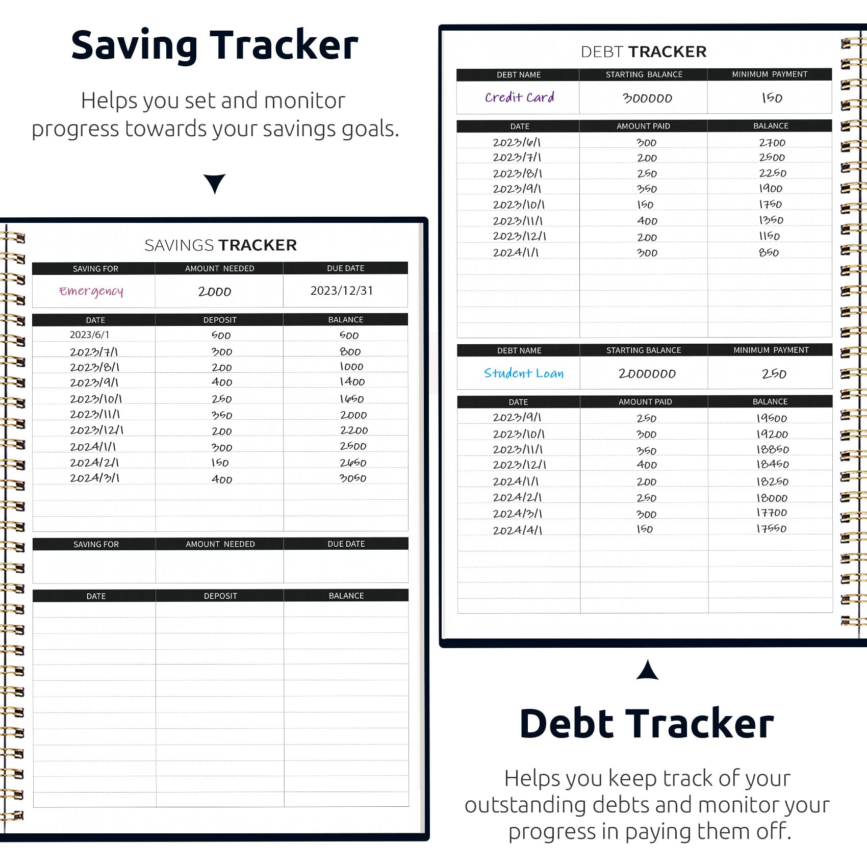 Budget Planner - Monthly Budget Book with Expense Tracker Notebook, Undated Bill Organizer & Finance Planner to Take Control of Your Money, Account Book to Manage Your Finances-Black