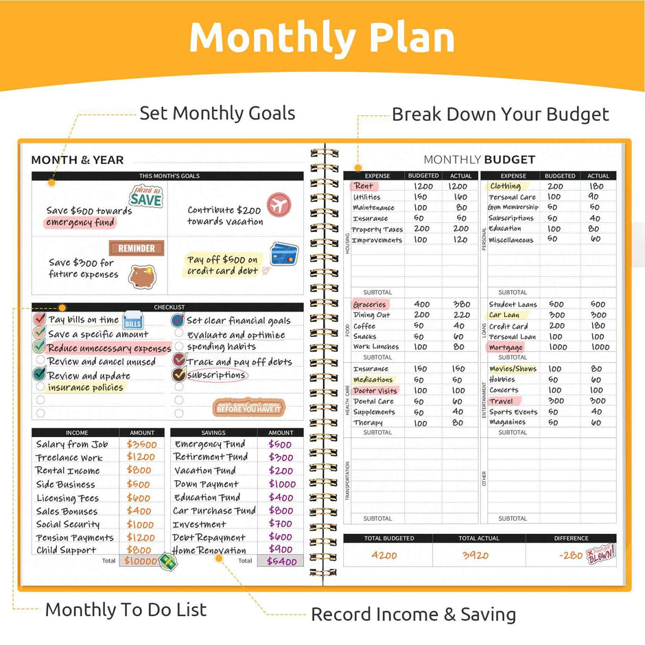 WELLTH HOUSE Budget Planner Expense Tracker Book - Wellth House