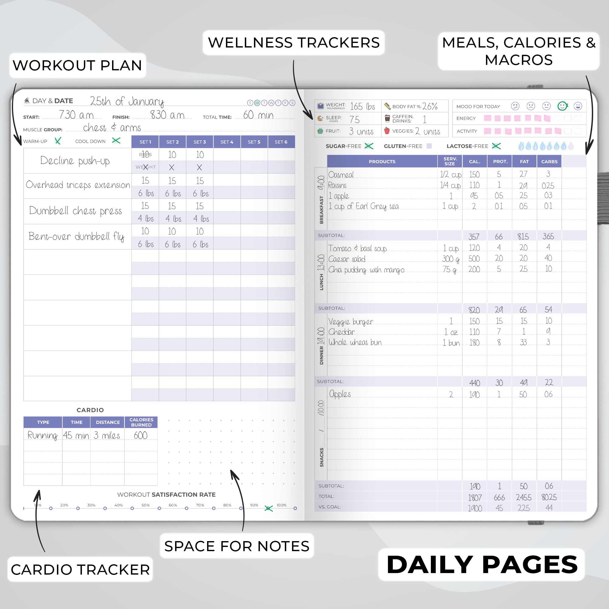WELLTH HOUSE Fitness & Food Journal Planner - Wellth House