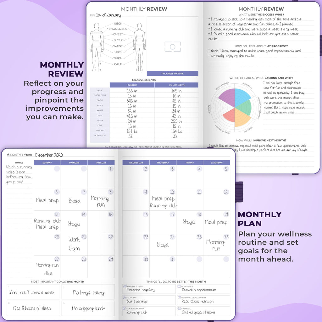Clever Fox Fitness & Food Journal – Nutrition & Workout Planner for Women & Men – Diet & Gym Exercise Log Book with Calendars, Diet & Training Trackers - Undated, A5 Size, Hardcover (Grey)