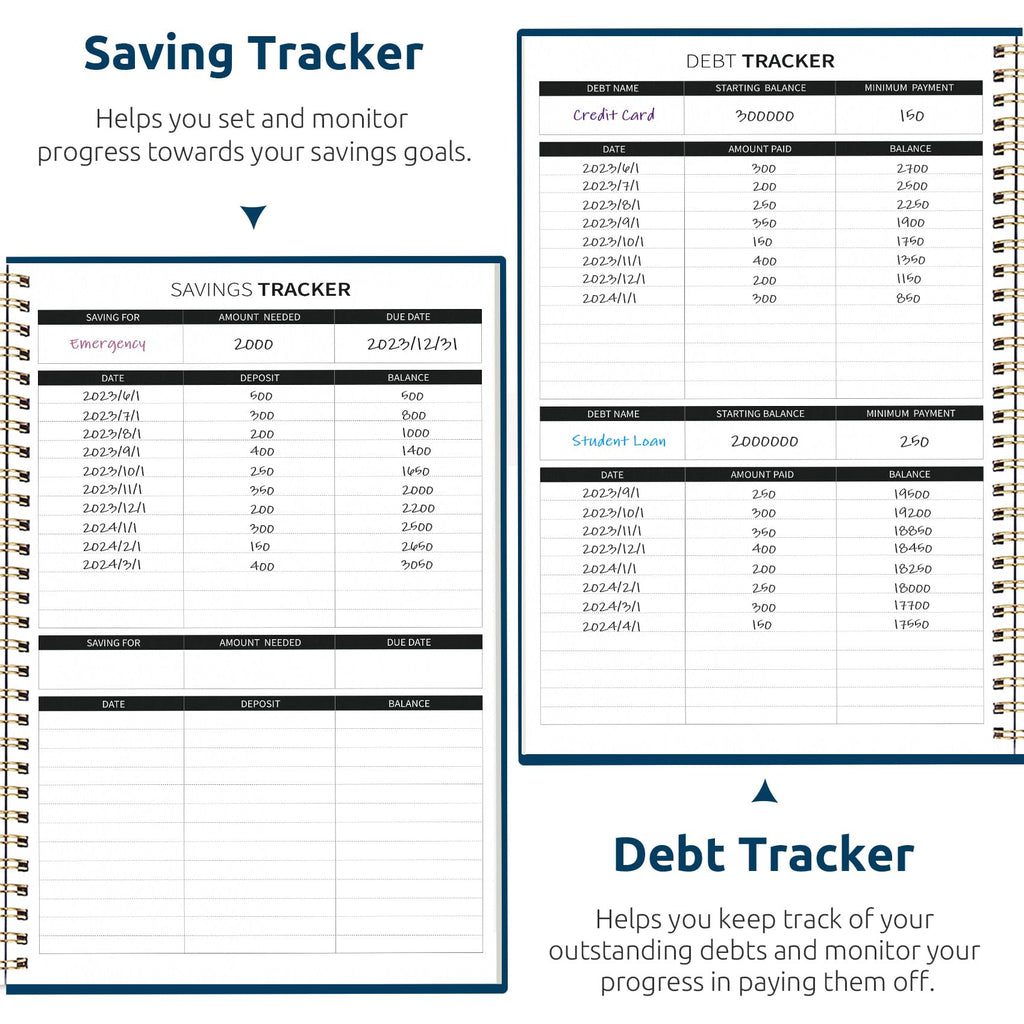 Budget Planner - Monthly Budget Book with Expense Tracker Notebook, Undated Bill Organizer & Finance Planner to Take Control of Your Money, Account Book to Manage Your Finances-Black