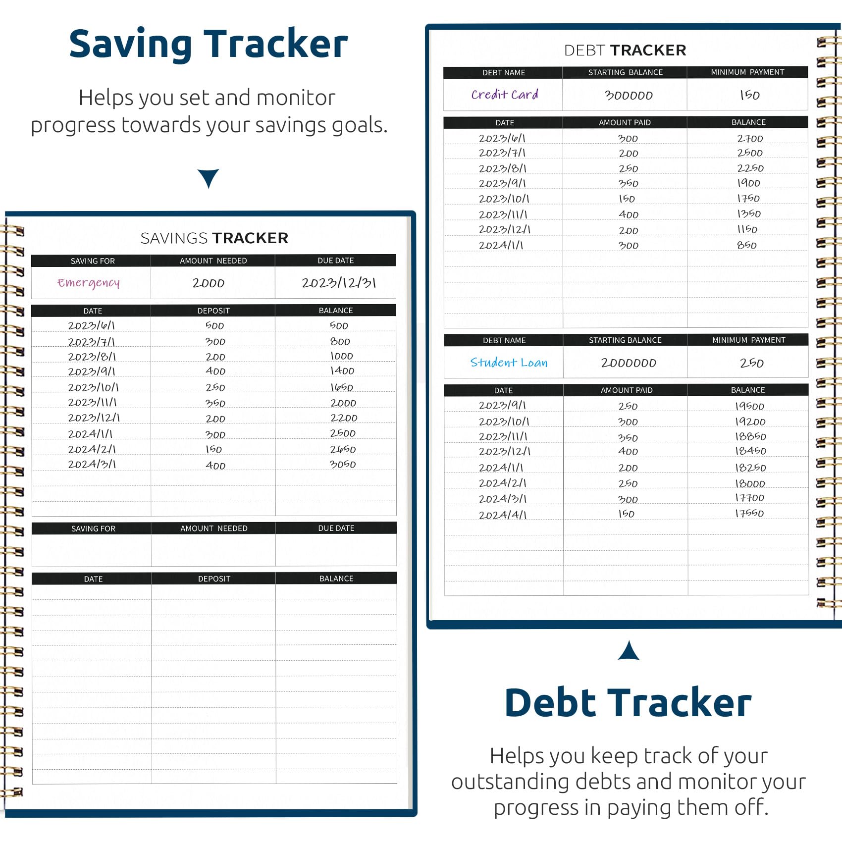 Budget Planner - Monthly Budget Book with Expense Tracker Notebook, Undated Bill Organizer & Finance Planner to Take Control of Your Money, Account Book to Manage Your Finances-Black