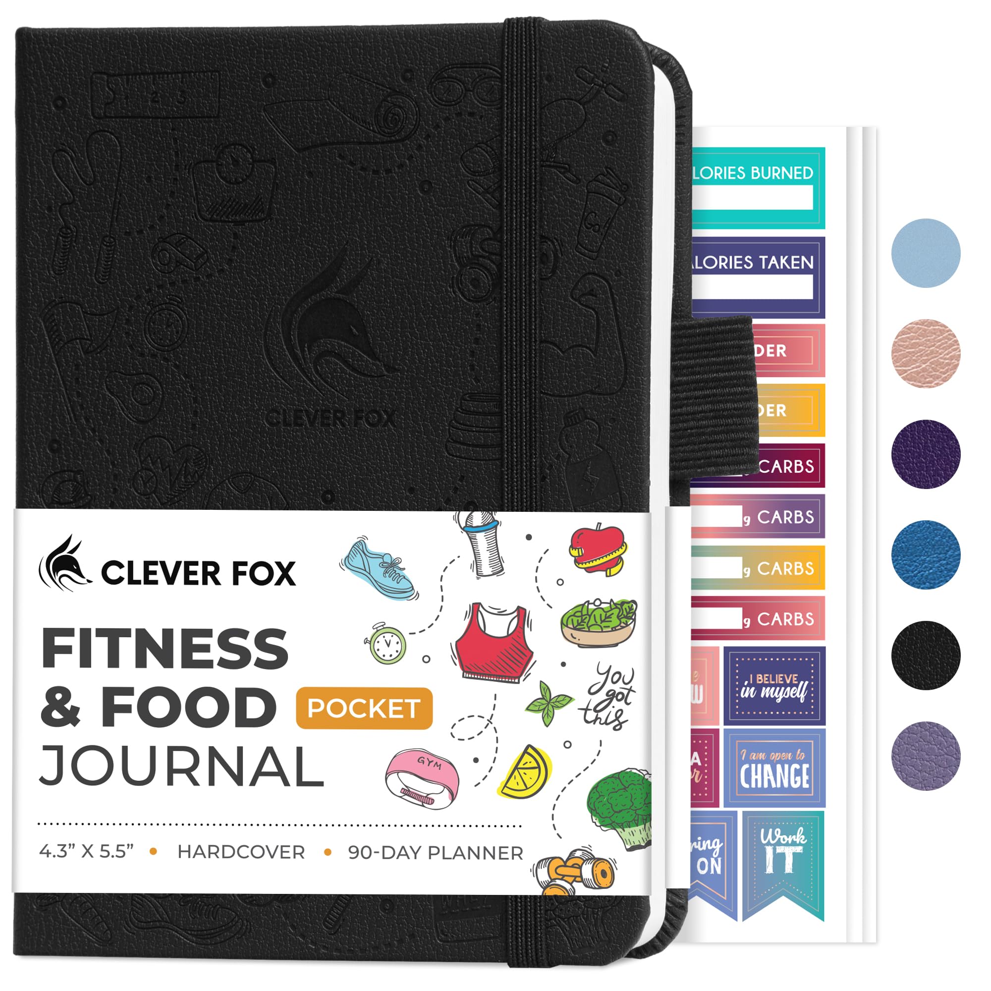 Clever Fox Fitness & Food Journal – Nutrition & Workout Planner for Women & Men – Diet & Gym Exercise Log Book with Calendars, Diet & Training Trackers - Undated, A5 Size, Hardcover (Grey)