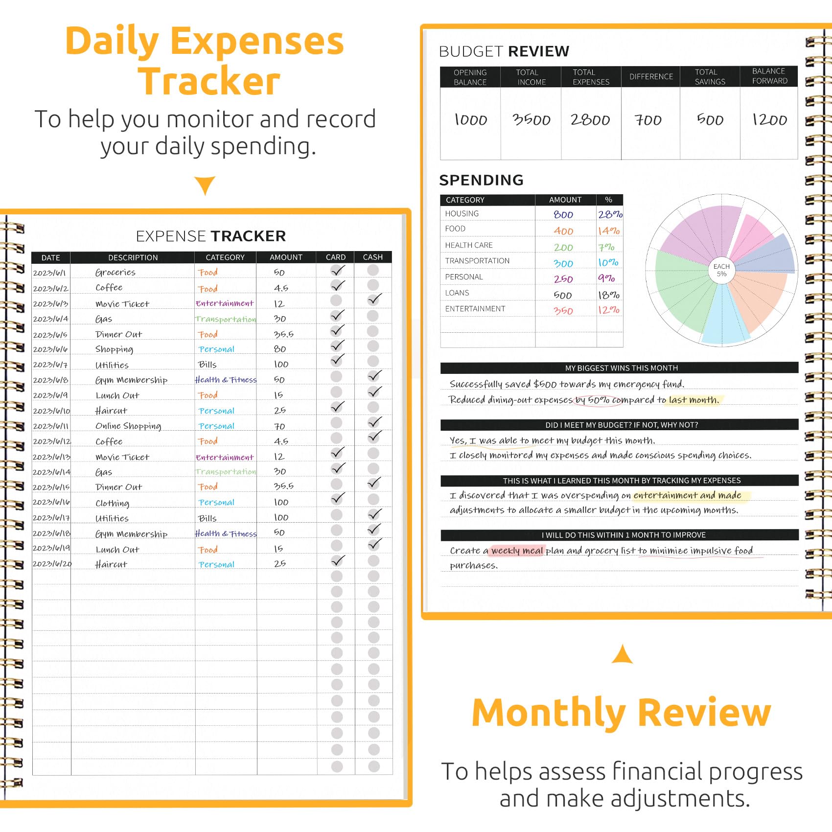 Budget Planner - Monthly Budget Book with Expense Tracker Notebook, Undated Bill Organizer & Finance Planner to Take Control of Your Money, Account Book to Manage Your Finances-Black