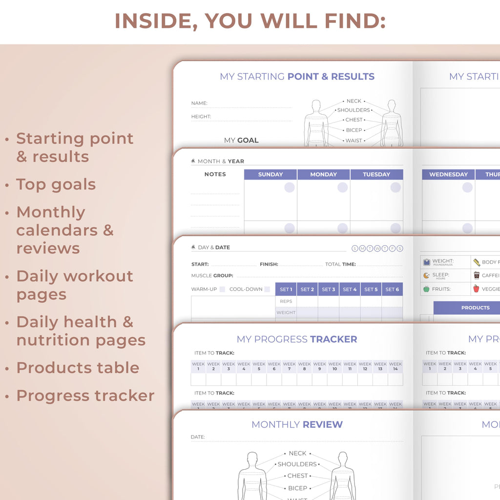 Clever Fox Fitness & Food Journal – Nutrition & Workout Planner for Women & Men – Diet & Gym Exercise Log Book with Calendars, Diet & Training Trackers - Undated, A5 Size, Hardcover (Grey)