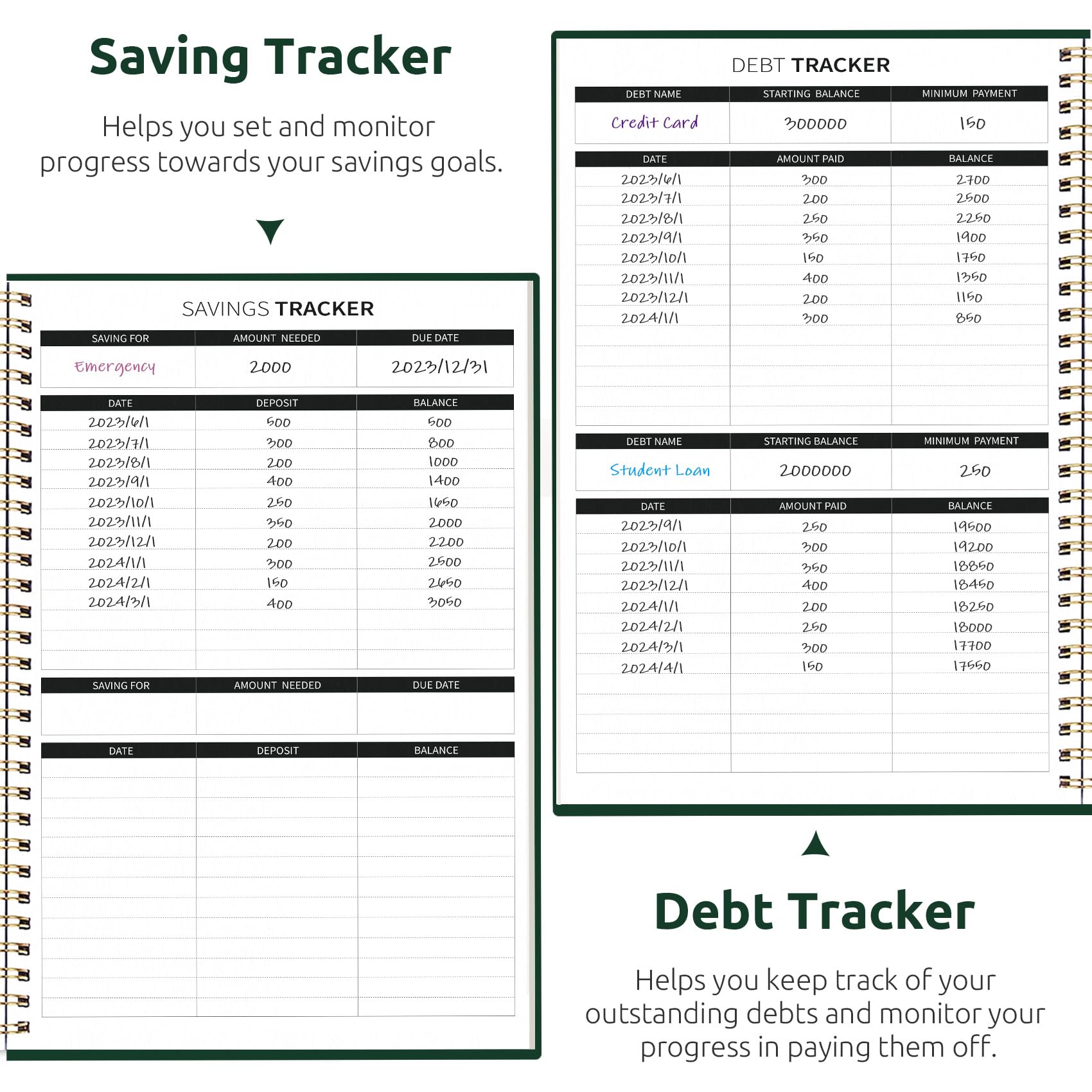 Budget Planner - Monthly Budget Book with Expense Tracker Notebook, Undated Bill Organizer & Finance Planner to Take Control of Your Money, Account Book to Manage Your Finances-Black