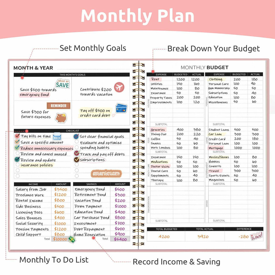 WELLTH HOUSE Budget Planner Expense Tracker Book - Wellth House