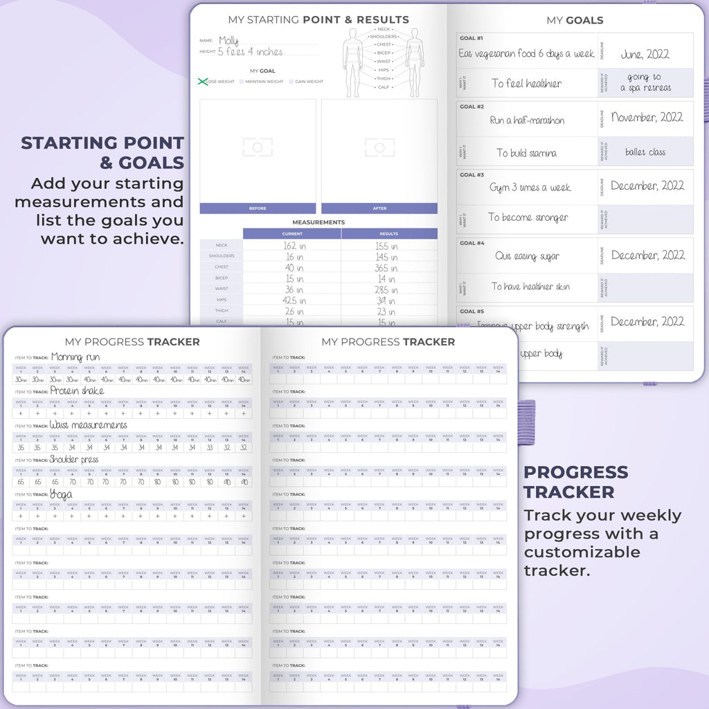 Clever Fox Fitness & Food Journal – Nutrition & Workout Planner for Women & Men – Diet & Gym Exercise Log Book with Calendars, Diet & Training Trackers - Undated, A5 Size, Hardcover (Grey)