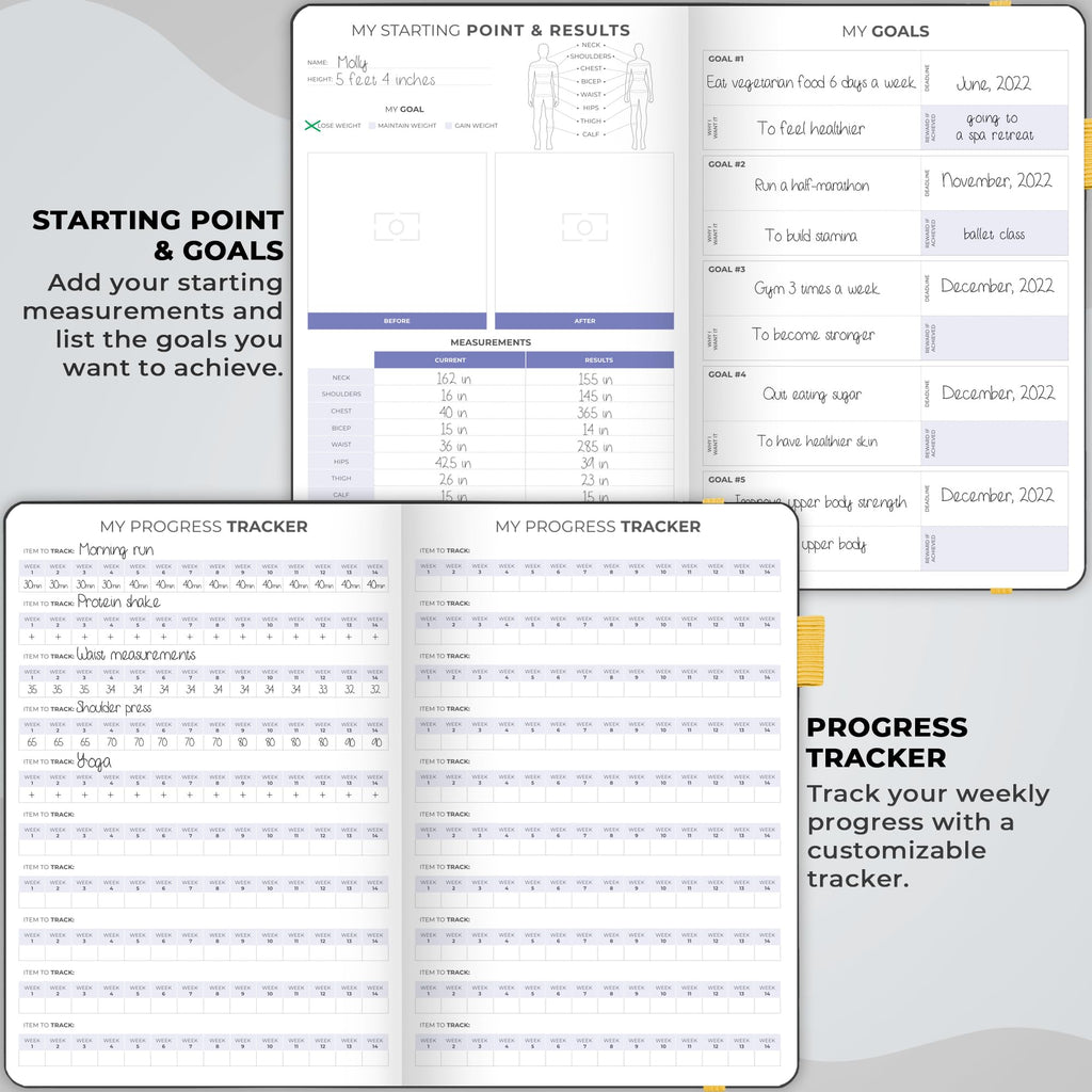 Clever Fox Fitness & Food Journal – Nutrition & Workout Planner for Women & Men – Diet & Gym Exercise Log Book with Calendars, Diet & Training Trackers - Undated, A5 Size, Hardcover (Grey)