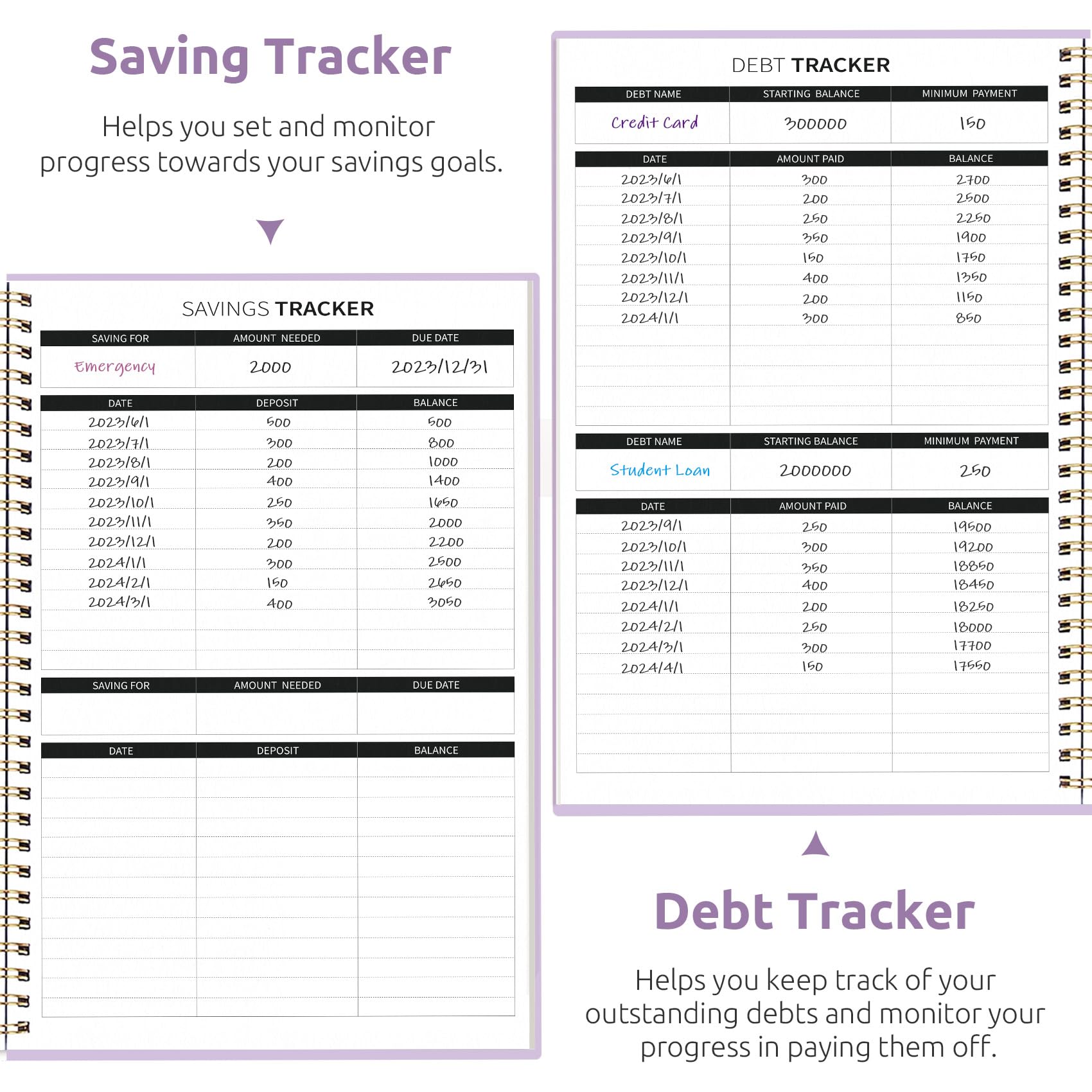 Budget Planner - Monthly Budget Book with Expense Tracker Notebook, Undated Bill Organizer & Finance Planner to Take Control of Your Money, Account Book to Manage Your Finances-Black