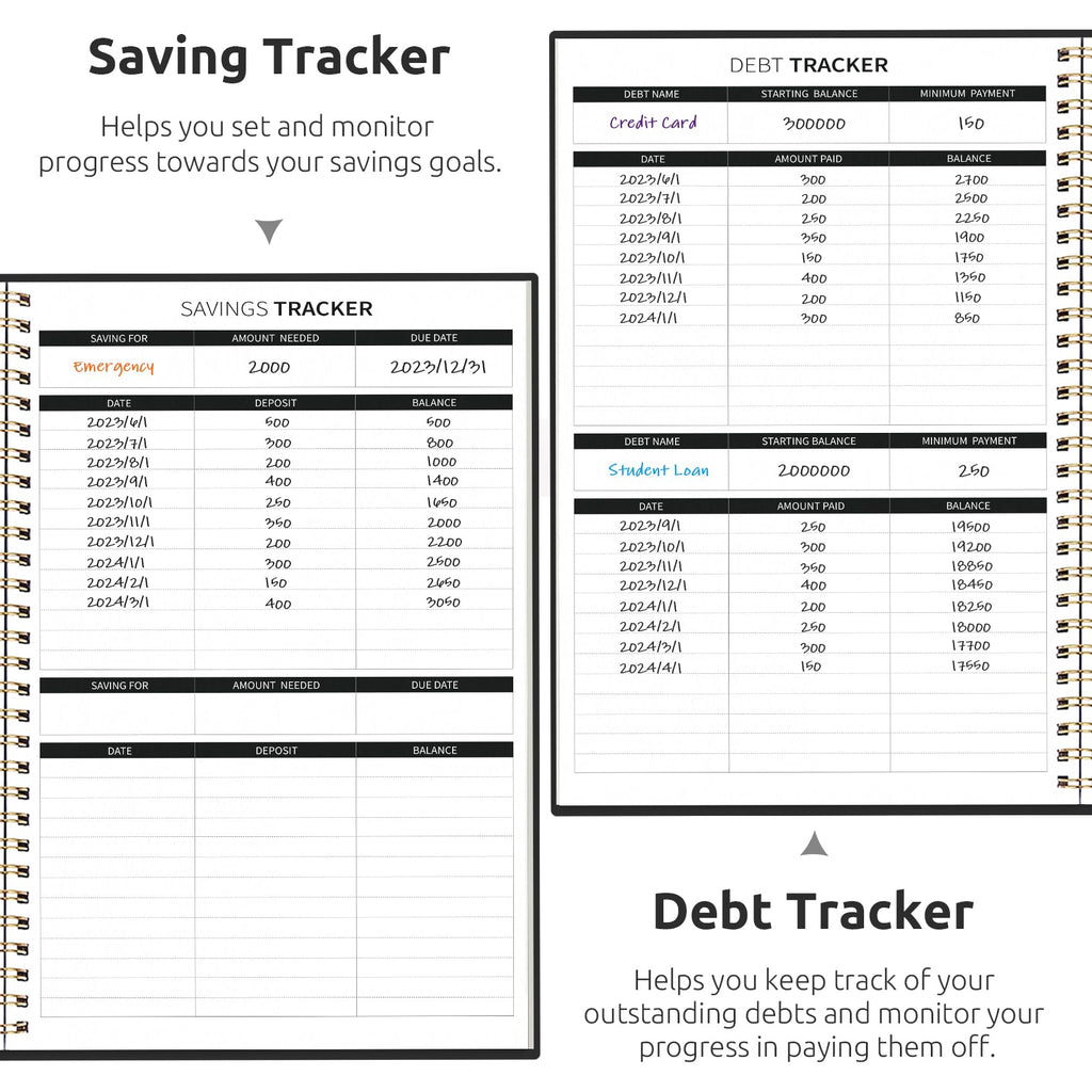 Budget Planner - Monthly Budget Book with Expense Tracker Notebook, Undated Bill Organizer & Finance Planner to Take Control of Your Money, Account Book to Manage Your Finances-Black