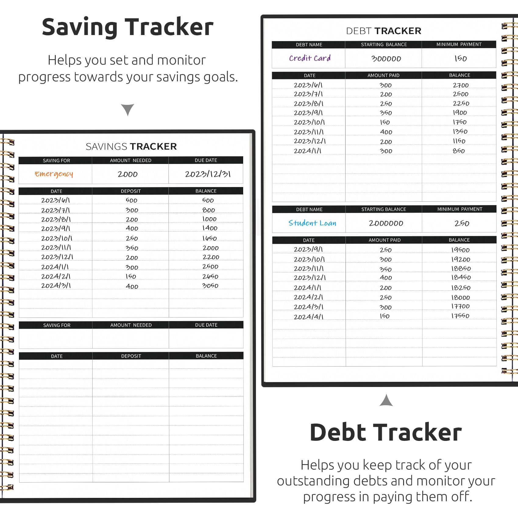 Budget Planner - Monthly Budget Book with Expense Tracker Notebook, Undated Bill Organizer & Finance Planner to Take Control of Your Money, Account Book to Manage Your Finances-Black