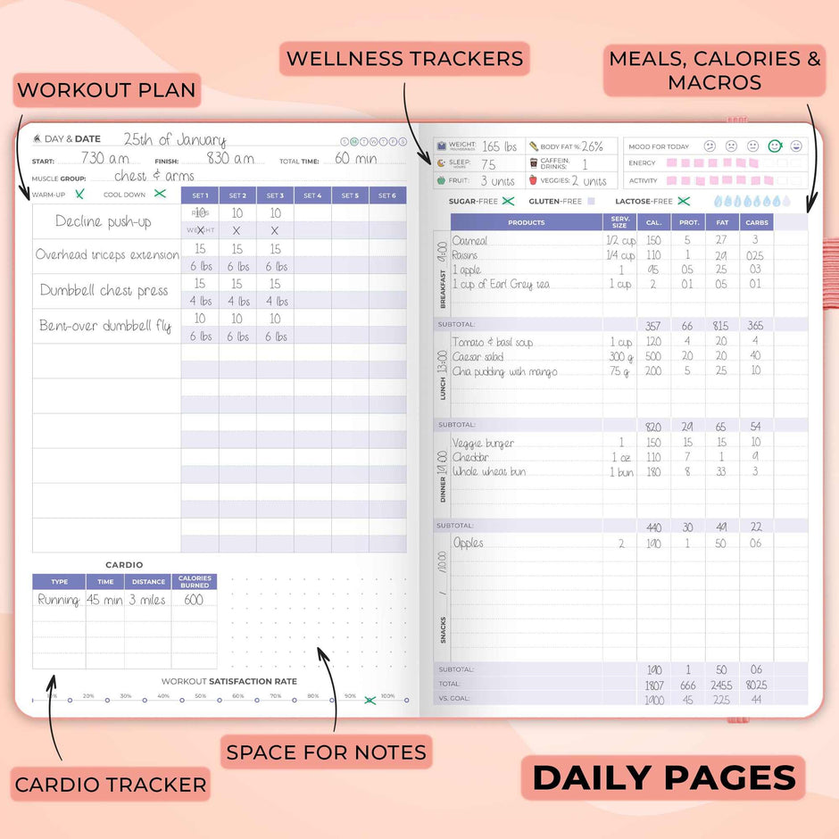WELLTH HOUSE Fitness & Food Journal Planner - Wellth House