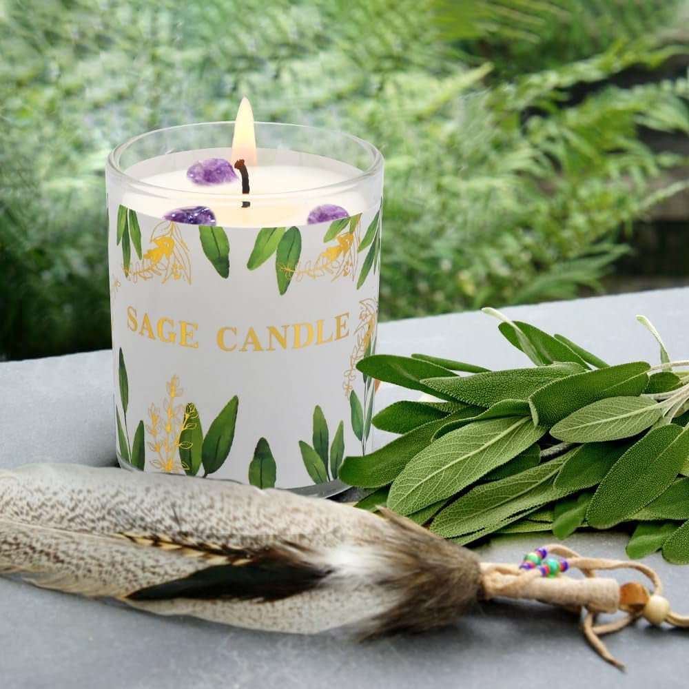 WELLTH HOUSE Sage Crystal Scented Candle Gift Set - Wellth House