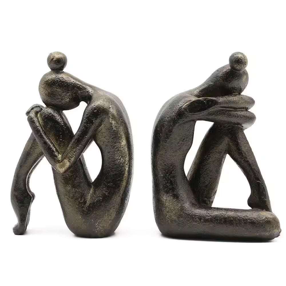 WELLTH HOUSE Girl Thinker Resin Bookends Bronze - Wellth House