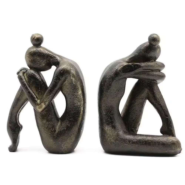 WELLTH HOUSE Girl Thinker Resin Bookends Bronze - Wellth House