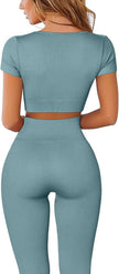 WELLTH HOUSE Women's Ribbed Yoga Outfit Set - Wellth House