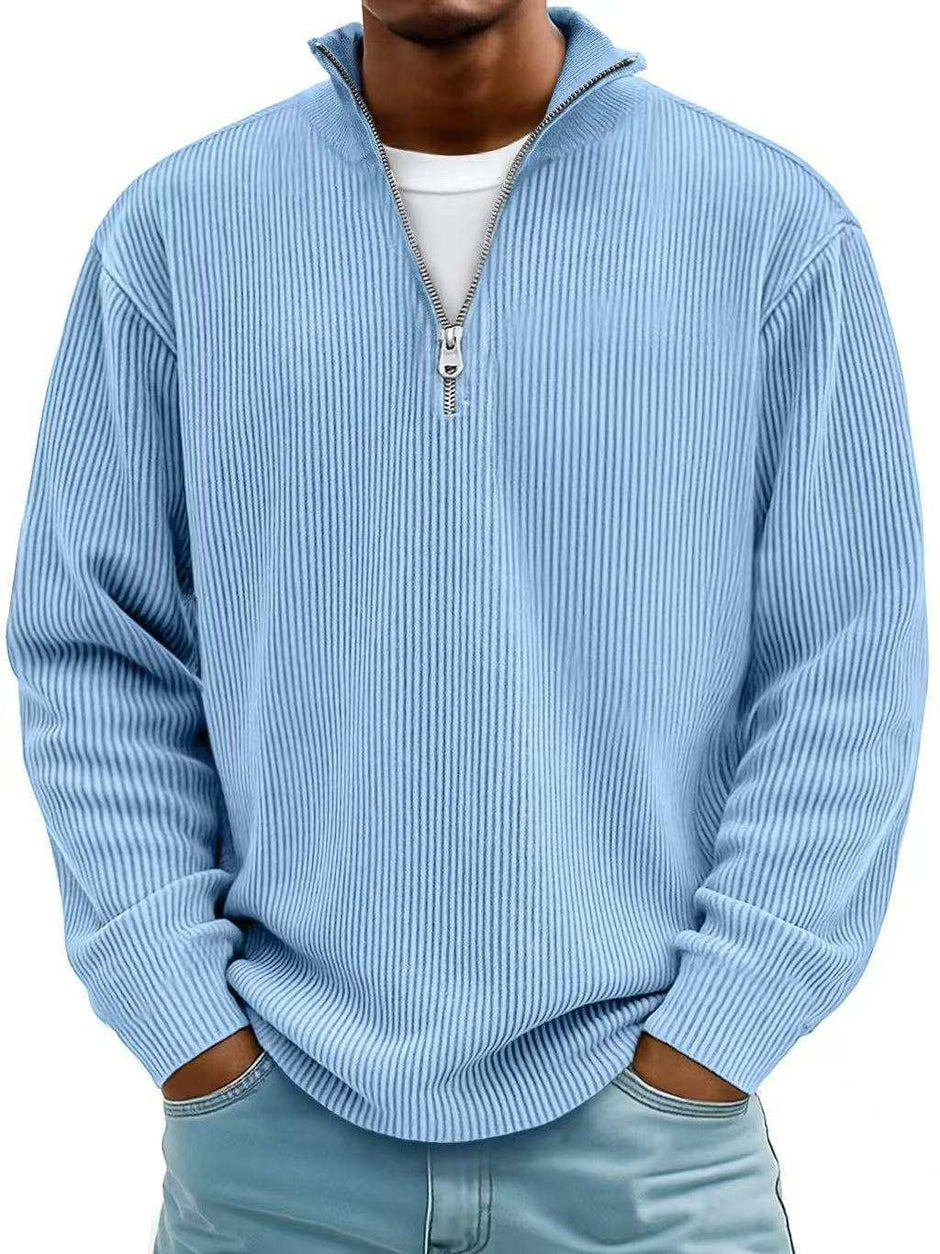 WELLTH HOUSE Men's Corduroy Zipper Collar Sweatshirt - Wellth House