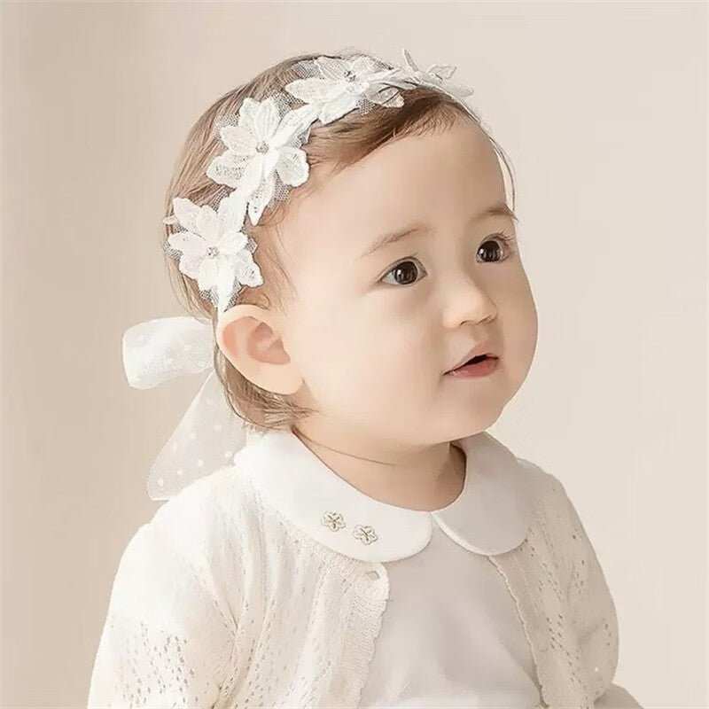 WELLTH HOUSE Baby Girls Bow Knot Lace Headband - Wellth House