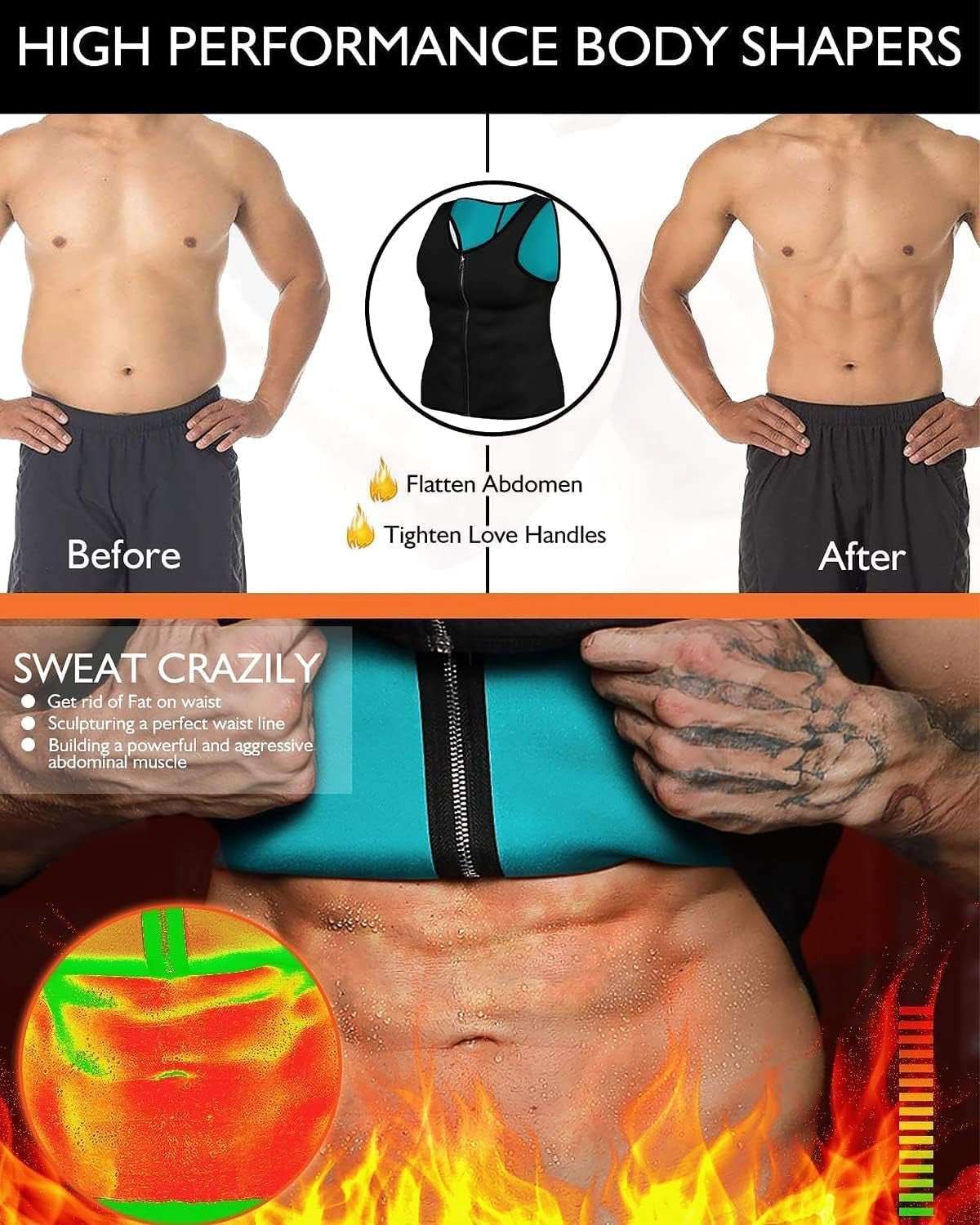 WELLTH HOUSE Men's Sauna Vest Waist Trainer Shirt - Wellth House