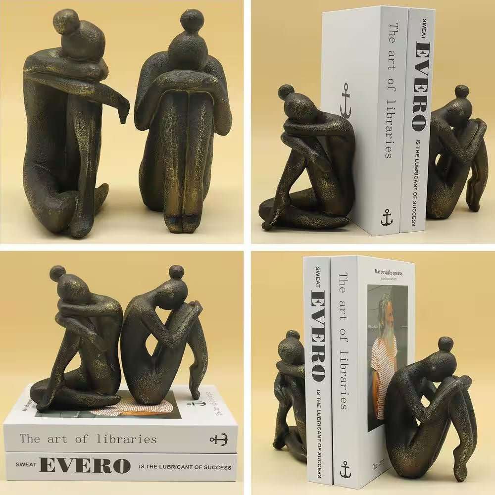 WELLTH HOUSE Girl Thinker Resin Bookends Bronze - Wellth House