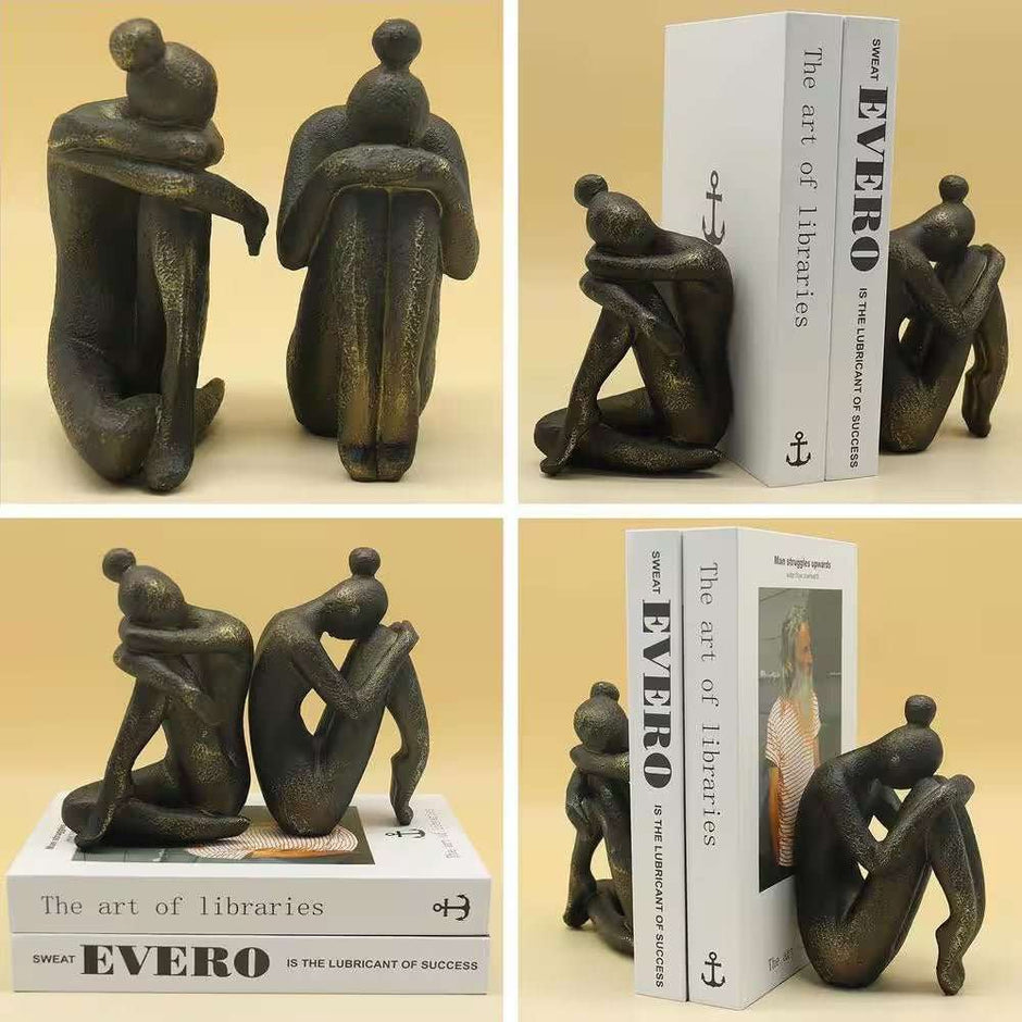 WELLTH HOUSE Girl Thinker Resin Bookends Bronze - Wellth House